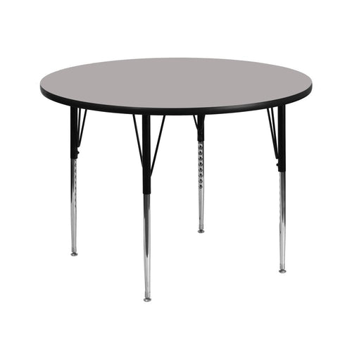 42'' Round Grey HP Laminate Activity Table - Standard Height Adjustable Legs - Flash Furniture