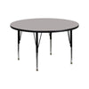 42'' Round Grey HP Laminate Activity Table - Height Adjustable Short Legs - Flash Furniture