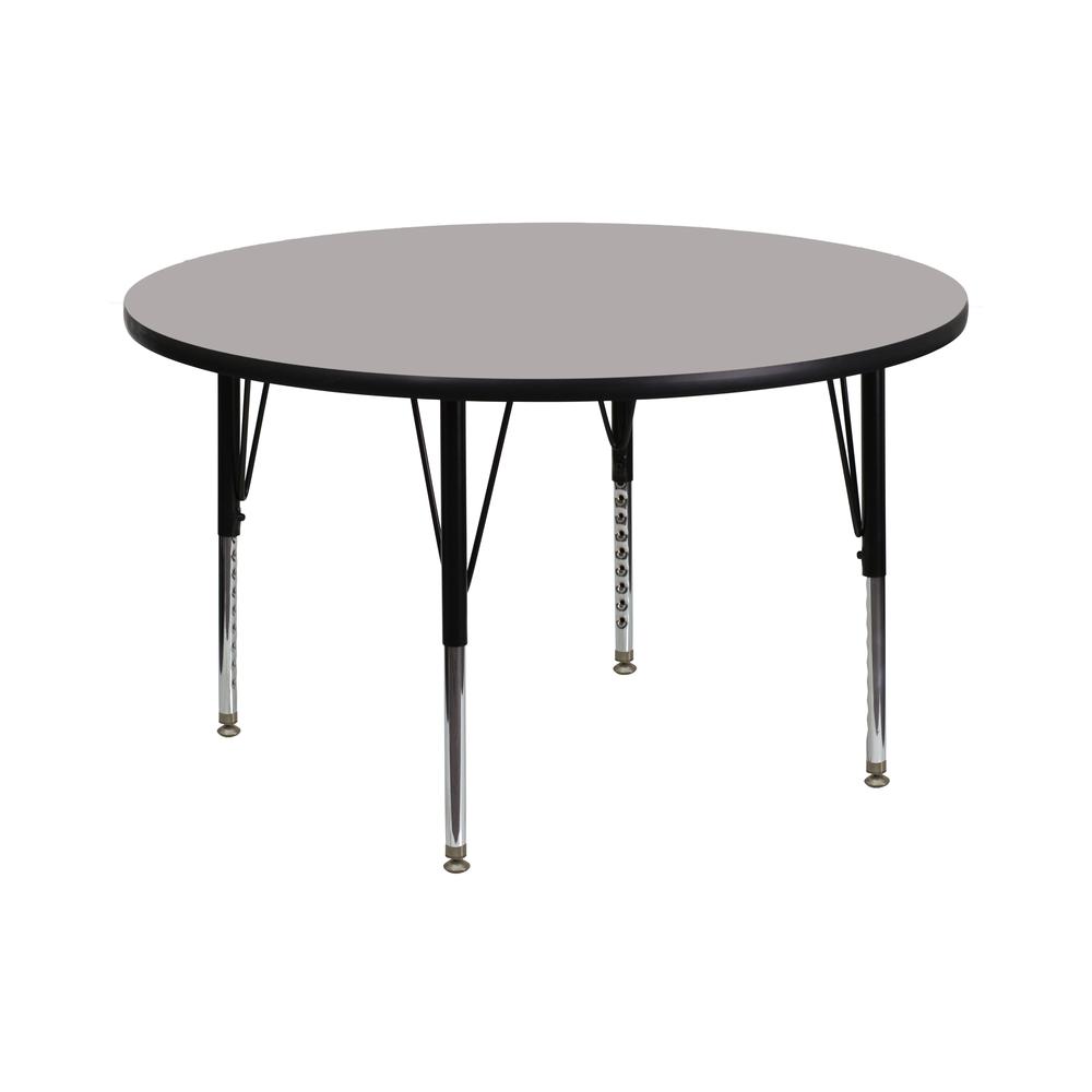 42'' Round Grey HP Laminate Activity Table - Height Adjustable Short Legs - Flash Furniture