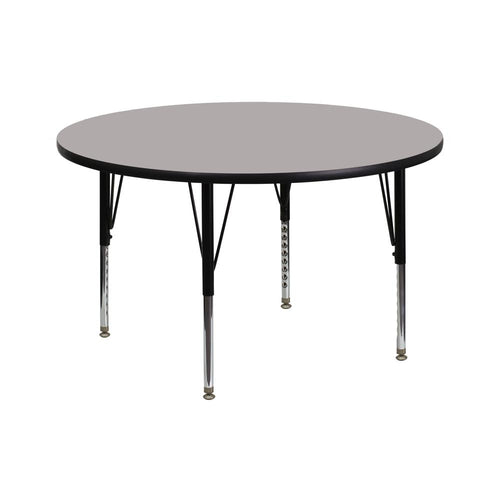 42'' Round Grey HP Laminate Activity Table - Height Adjustable Short Legs - Flash Furniture