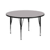 42'' Round Grey Thermal Laminate Activity Table - Height Adjustable Short Legs - Flash Furniture