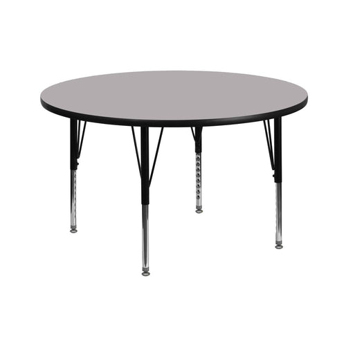 42'' Round Grey Thermal Laminate Activity Table - Height Adjustable Short Legs - Flash Furniture
