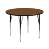 42'' Round Oak HP Laminate Activity Table - Standard Height Adjustable Legs - Flash Furniture