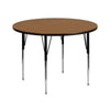 42'' Round Oak Thermal Laminate Activity Table - Standard Height Adjustable Legs - Flash Furniture