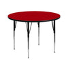 42'' Round Red Thermal Laminate Activity Table - Standard Height Adjustable Legs - Flash Furniture