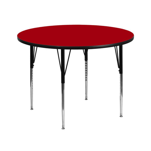 42'' Round Red Thermal Laminate Activity Table - Standard Height Adjustable Legs - Flash Furniture