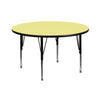 42'' Round Yellow Thermal Laminate Activity Table - Height Adjustable Short Legs - Flash Furniture