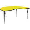 48''W x 96''L Kidney Yellow HP Activity Table - Standard Height Adjustable Legs - Flash Furniture