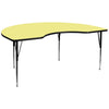 48''W x 96''L Kidney Yellow Thermal Activity Table - Standard Height Legs - Flash Furniture