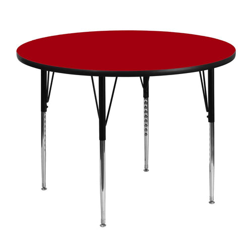 48'' Round Red Thermal Laminate Activity Table - Standard Height Adjustable Legs - Flash Furniture