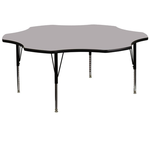 60'' Flower Grey Thermal Laminate Activity Table - Height Adjustable Short Legs - Flash Furniture