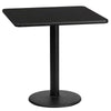 24'' Square Black Laminate Table Top with 18'' Round Table Height Base - Flash Furniture
