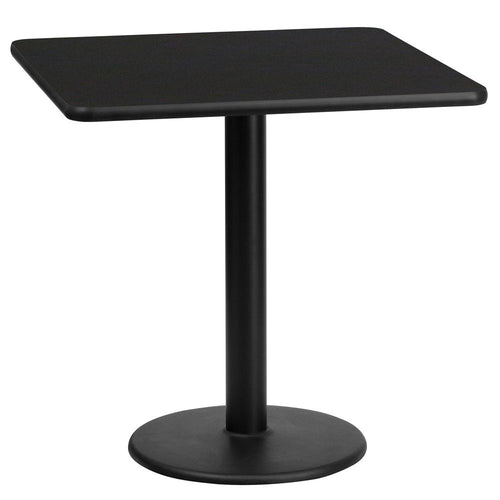 24'' Square Black Laminate Table Top with 18'' Round Table Height Base - Flash Furniture