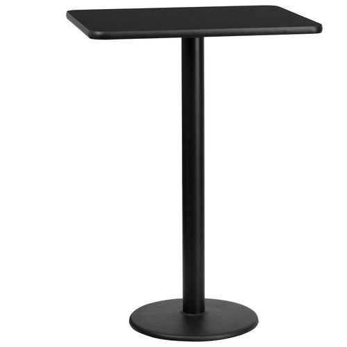 24'' x 30'' Rectangular Black Table Top with 18'' Round Bar Height Table Base - Flash Furniture