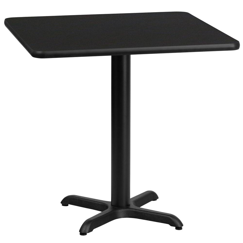 30'' Square Black Laminate Table Top with 22'' x 22'' Table Height Base - Flash Furniture