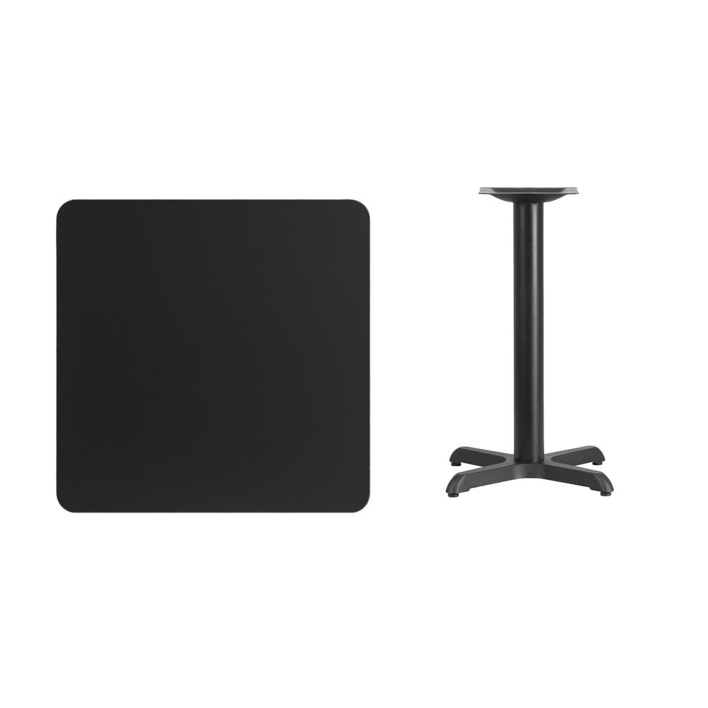 30'' Square Black Laminate Table Top with 22'' x 22'' Table Height Base - Flash Furniture