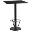 30'' Square Black Table Top with 18'' Round Bar Height Table Base and Foot Ring - Flash Furniture