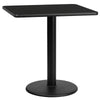 30'' Square Black Laminate Table Top with 18'' Round Table Height Base - Flash Furniture