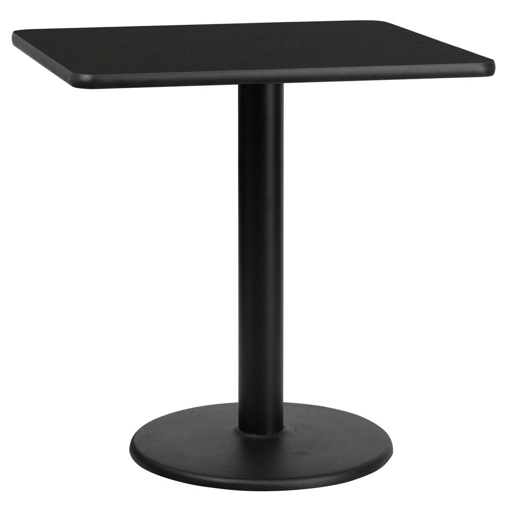 30'' Square Black Laminate Table Top with 18'' Round Table Height Base - Flash Furniture