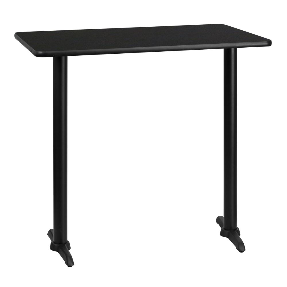 30'' x 42'' Rectangular Black Table Top with 5'' x 22'' Bar Height Table Bases - Flash Furniture