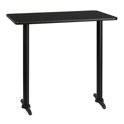 30'' x 42'' Rectangular Black Table Top with 5'' x 22'' Bar Height Table Bases - Flash Furniture