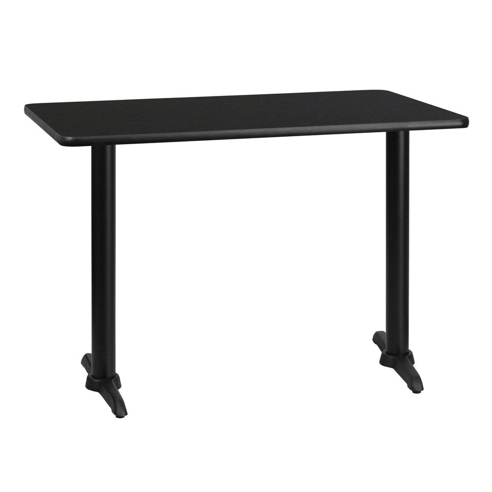 30'' x 42'' Rectangular Black Table Top with 5'' x 22'' Table Height Bases - Flash Furniture