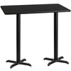 30'' x 60'' Rectangular Black Table Top with 22'' x 22'' Bar Height Table Bases - Flash Furniture