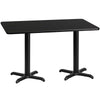 30'' x 60'' Rectangular Black Table Top with 22'' x 22'' Table Height Bases - Flash Furniture