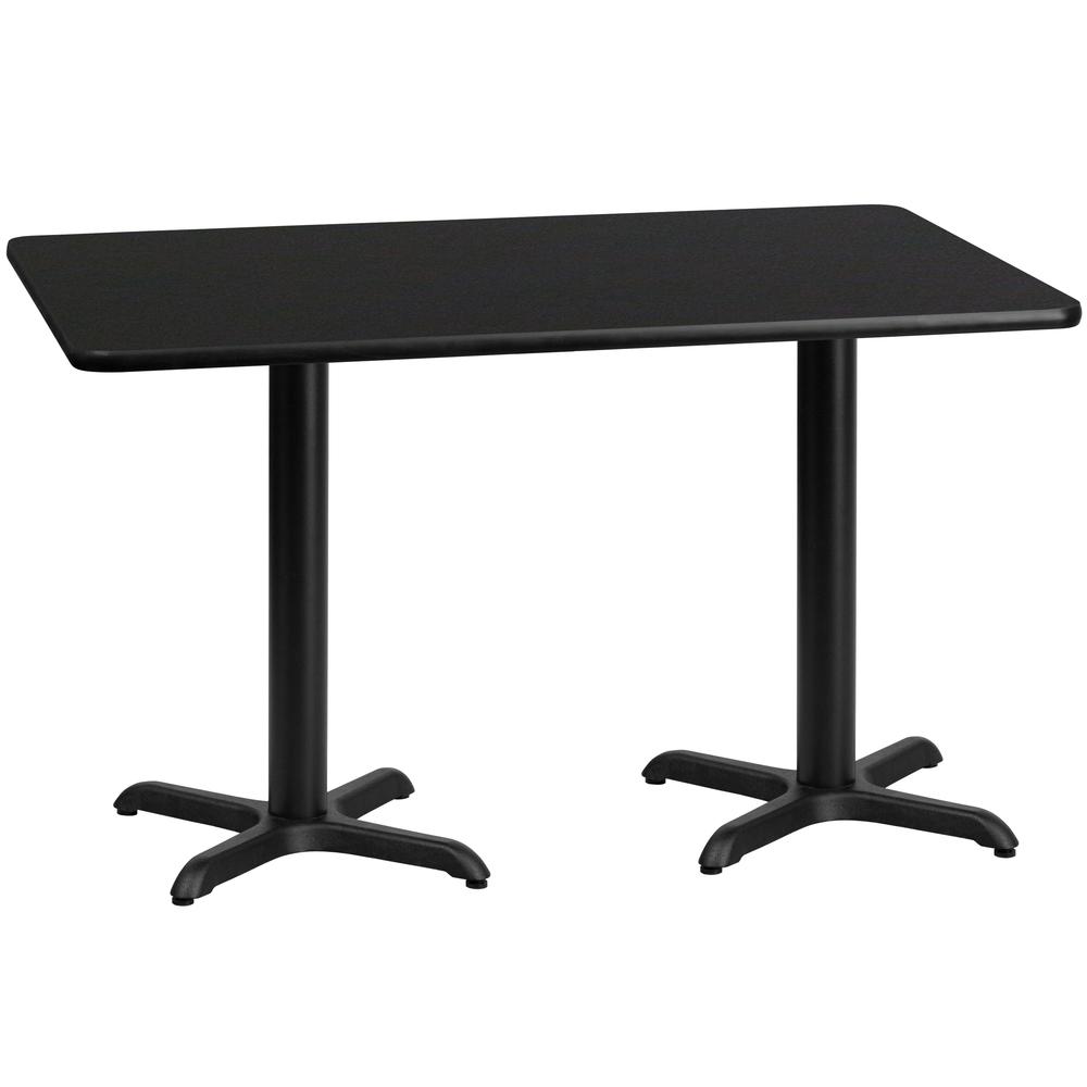 30'' x 60'' Rectangular Black Table Top with 22'' x 22'' Table Height Bases - Flash Furniture