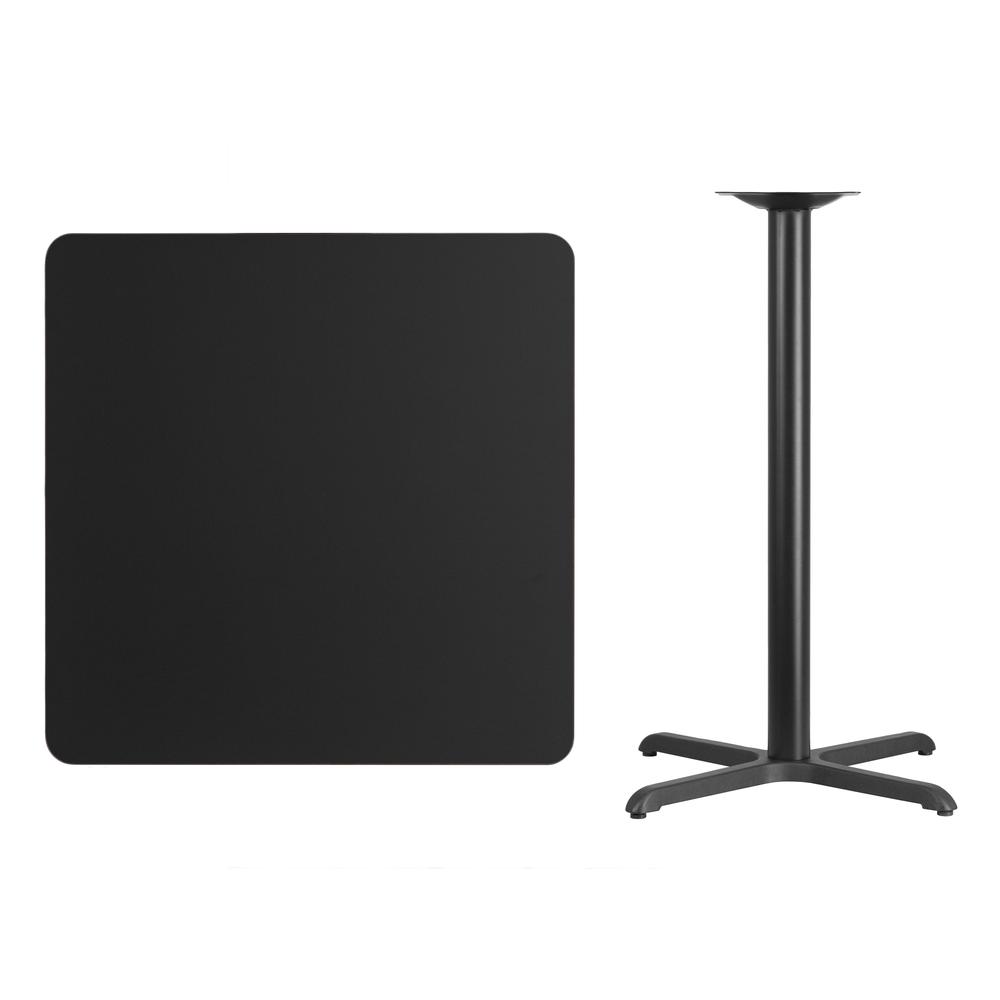 36'' Square Black Laminate Table Top with 30'' x 30'' Bar Height Table Base - Flash Furniture