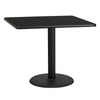 36'' Square Black Laminate Table Top with 24'' Round Table Height Base - Flash Furniture