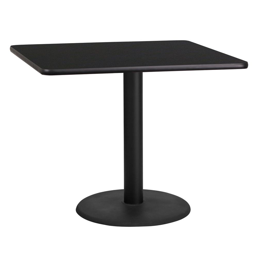 36'' Square Black Laminate Table Top with 24'' Round Table Height Base - Flash Furniture
