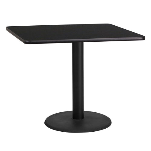 36'' Square Black Laminate Table Top with 24'' Round Table Height Base - Flash Furniture