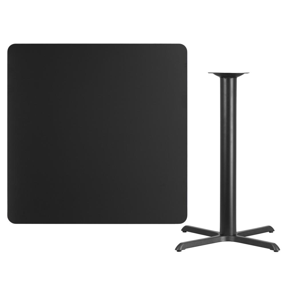 42'' Square Black Laminate Table Top with 33'' x 33'' Bar Height Table Base - Flash Furniture