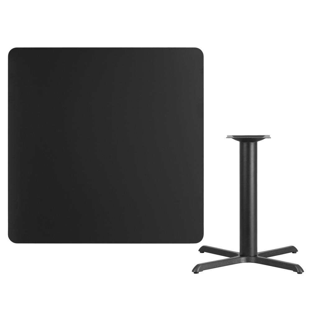 42'' Square Black Laminate Table Top with 33'' x 33'' Table Height Base - Flash Furniture