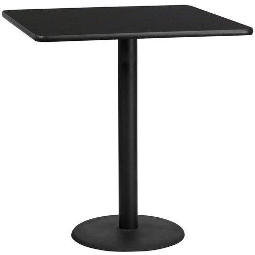 42'' Square Black Laminate Table Top with 24'' Round Bar Height Table Base - Flash Furniture