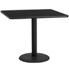 42'' Square Black Laminate Table Top with 24'' Round Table Height Base - Flash Furniture