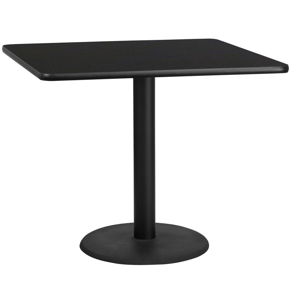 42'' Square Black Laminate Table Top with 24'' Round Table Height Base - Flash Furniture