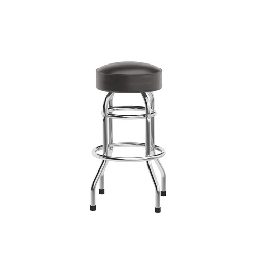Bruno Double Ring Chrome Barstool with Dark Brown Seat - Flash Furniture