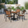 Outdoor Patio Bistro Dining Table Set with 4 Chairs and Faux Teak Poly Slats - Flash Furniture