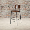 Industrial Barstool with Gunmetal Steel Frame and Rustic Wood Seat - Flash Furniture