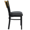 Black Slat Back Metal Restaurant Chair - Natural Wood Back, Black Vinyl Seat - Flash Furniture