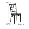Black Window Back Metal Restaurant Chair - Walnut Wood Seat - Flash Furniture