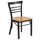 Black Three-Slat Ladder Back Metal Restaurant Chair - Natural Wood Seat - Flash Furniture