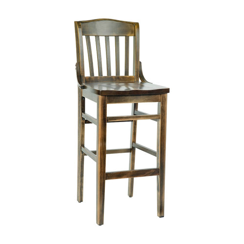 HERCULES School House Back Antique Copper Wood Restaurant Barstool - Flash Furniture