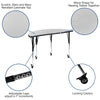 Mobile 76'' Wave Activity Table Set with 18'' Student Stack Chairs, Grey/Black - Flash Furniture