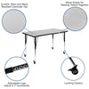 Mobile 76'' Wave Activity Table Set with 18'' Student Stack Chairs, Grey/Black - Flash Furniture