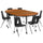 Mobile 76'' Oval Wave Activity Table Set with 18'' Student Stack Chairs, Oak/Black - Flash Furniture