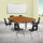 76'' Oval Wave Activity Table Set with 18'' Student Stack Chairs, Oak/Black - Flash Furniture