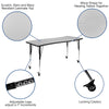 Mobile 86'' Wave Activity Table Set with 18'' Student Stack Chairs, Grey/Black - Flash Furniture